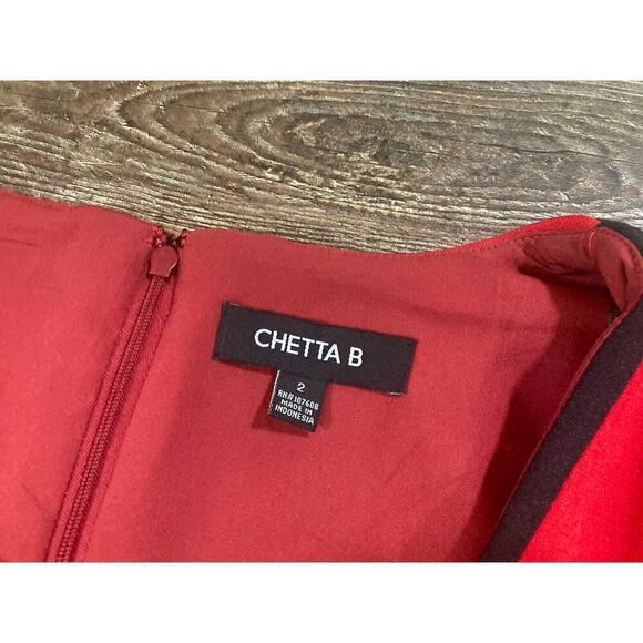 Chetta B Red Black Sheath Dress Lined Occasional Career Versatile Size 2 - Picture 2 of 8